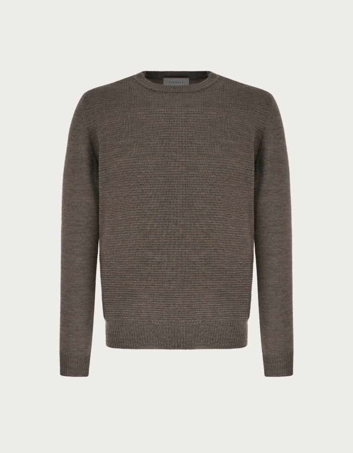 Dove grey wool crew-neck