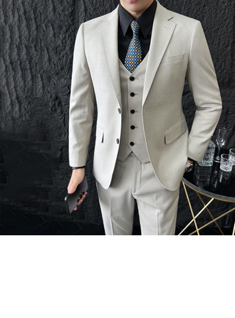 Men's Suit (Set of 3) Jacket Trouser Vest Classic Men's Modern 72%polyester+27%viscose+1%spandex Men's suits (314308382)