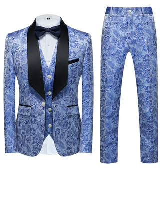 Men's Suit (Set of 3) Jacket Trouser Vest Classic Vintage Floral Men's Polyester Men's suits (314311872)