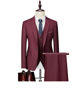 Men's Suit (Set of 3) Jacket Trouser Vest Men's Formal 69%polyester+28%rayon+3%spandex Men's suits (314300315)