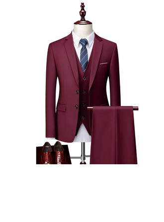 Men's Suit (Set of 3) Jacket Trouser Vest Men's Formal 69%polyester+28%rayon+3%spandex Men's suits (314300822)