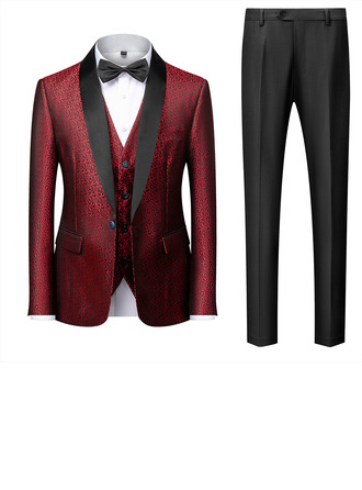 Men's Suit (Set of 3) Jacket Trouser Vest Men's Formal 69%polyester+28%rayon+3%spandex Men's suits (314300809)