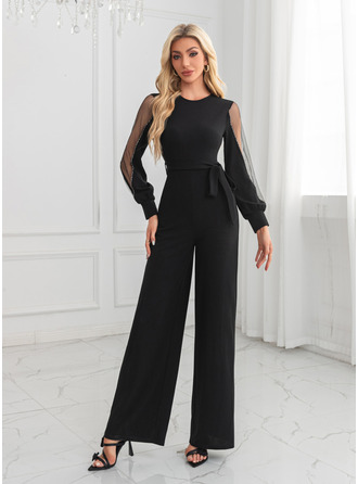 Scoop Polyester Tulle Maxi Jumpsuit/Pantsuit (295305426)